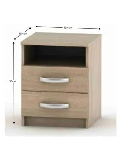 Noptieră BETTY 2 pentru dormitor, 40.4x40.4x50 cm, PAL laminat stejar sonoma | MobilaOK 2