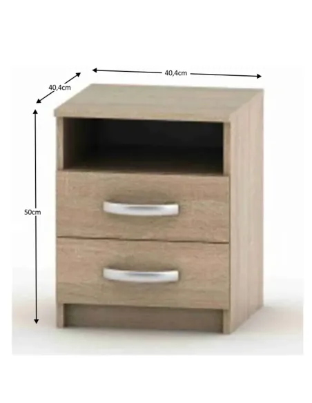 Noptieră BETTY 2 pentru dormitor, 40.4x40.4x50 cm, PAL laminat stejar sonoma | MobilaOK