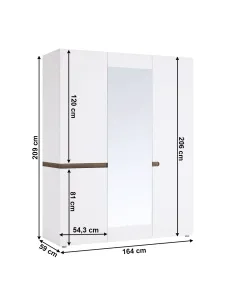 Dulap LYNATET TYP 22 pentru dormitor/hol, 164x59x209 cm, PAL laminat/MDF | MobilaOK 2