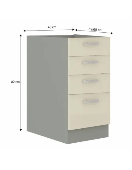 Cabinet bucătărie PRADO 40D 4S BB, 40x60x82 cm, PAL melaminat | MobilaOK