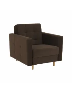 Fotoliu AMEDIA pentru living, dormitor sau birou, 88x95x90 cm, textil Shaggy ciocolatiu și lemn | MobilaOK