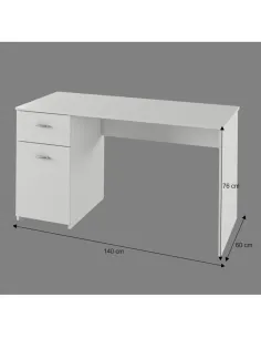 Birou PC BANY, alb, pentru birou, 140x60x76 cm, PAL melaminat | MobilaOK 2