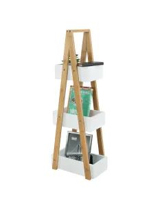 Raft, VEGO, living/dormitor, 30x18.5x81 cm, MDF alb/bambus | MobilaOK