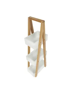 Raft, VEGO, living/dormitor, 30x18.5x81 cm, MDF alb/bambus | MobilaOK 2