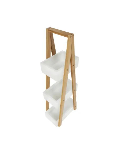 Raft, VEGO, living/dormitor, 30x18.5x81 cm, MDF alb/bambus | MobilaOK
