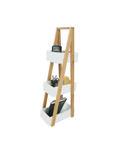 Raft, VEGO, living/dormitor, 30x18.5x81 cm, MDF alb/bambus | MobilaOK