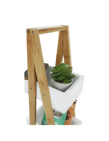 Raft, VEGO, living/dormitor, 30x18.5x81 cm, MDF alb/bambus | MobilaOK