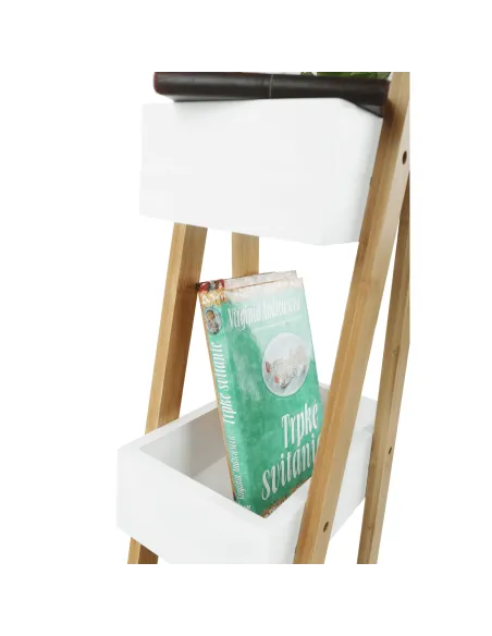 Raft, VEGO, living/dormitor, 30x18.5x81 cm, MDF alb/bambus | MobilaOK
