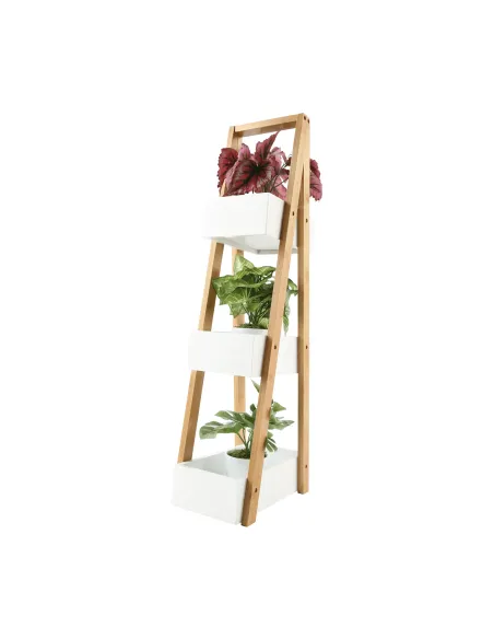 Raft, VEGO, living/dormitor, 30x18.5x81 cm, MDF alb/bambus | MobilaOK