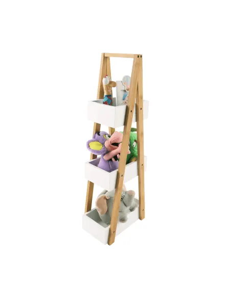 Raft, VEGO, living/dormitor, 30x18.5x81 cm, MDF alb/bambus | MobilaOK
