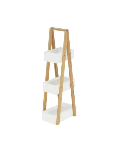 Raft, VEGO, living/dormitor, 30x18.5x81 cm, MDF alb/bambus | MobilaOK