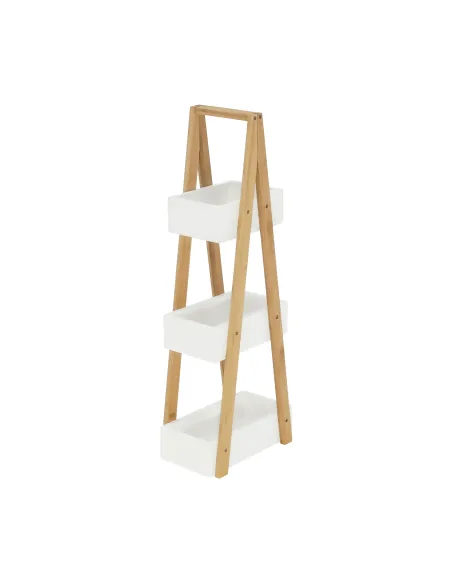 Raft, VEGO, living/dormitor, 30x18.5x81 cm, MDF alb/bambus | MobilaOK