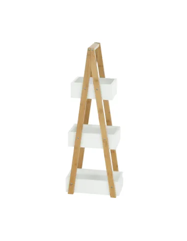 Raft, VEGO, living/dormitor, 30x18.5x81 cm, MDF alb/bambus | MobilaOK