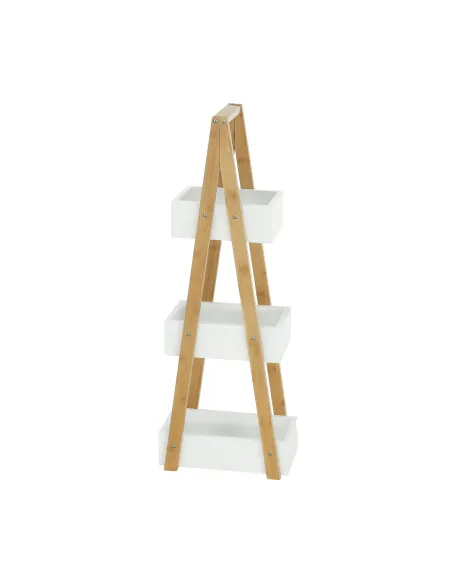 Raft, VEGO, living/dormitor, 30x18.5x81 cm, MDF alb/bambus | MobilaOK