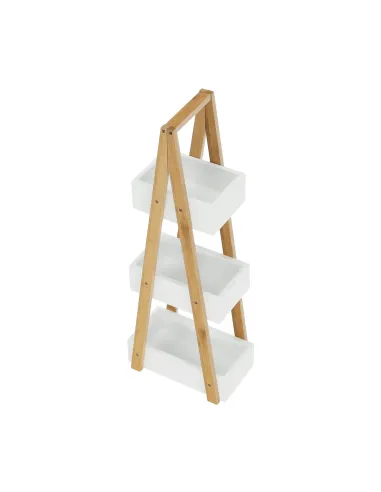 Raft, VEGO, living/dormitor, 30x18.5x81 cm, MDF alb/bambus | MobilaOK