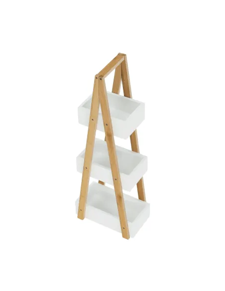 Raft, VEGO, living/dormitor, 30x18.5x81 cm, MDF alb/bambus | MobilaOK