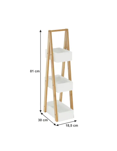 Raft, VEGO, living/dormitor, 30x18.5x81 cm, MDF alb/bambus | MobilaOK