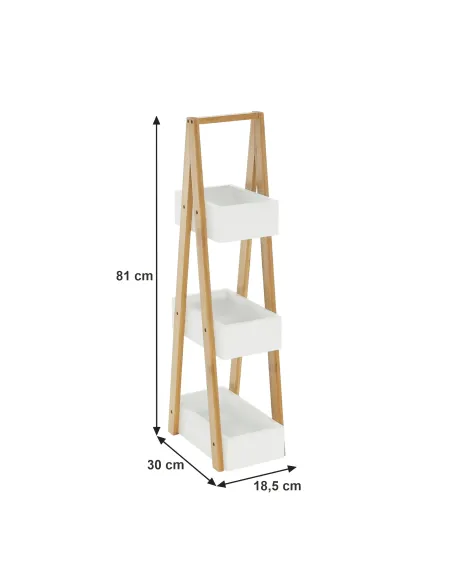 Raft, VEGO, living/dormitor, 30x18.5x81 cm, MDF alb/bambus | MobilaOK