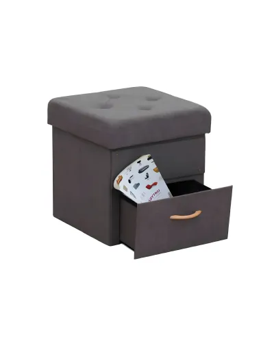 Taburet SULOT TYP 1, living/bucatarie, 42x42x43 cm, tesatura, sertar | MobilaOK