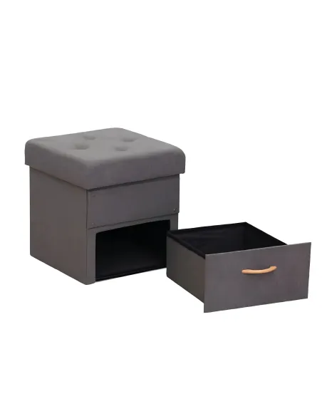 Taburet SULOT TYP 1, living/bucatarie, 42x42x43 cm, tesatura, sertar | MobilaOK