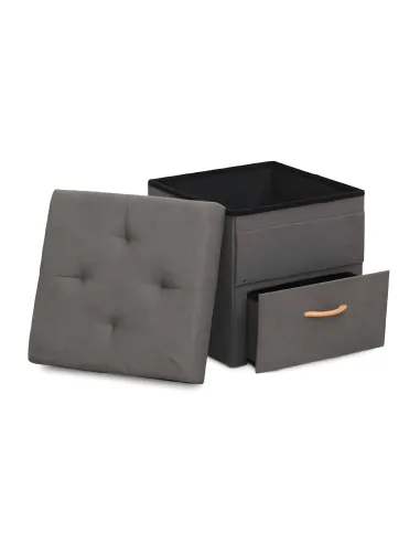 Taburet SULOT TYP 1, living/bucatarie, 42x42x43 cm, tesatura, sertar | MobilaOK