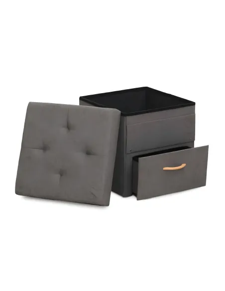 Taburet SULOT TYP 1, living/bucatarie, 42x42x43 cm, tesatura, sertar | MobilaOK