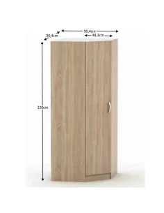 Dulap de colț BETTY 2, dormitor/hol, 90.4x90.4x220 cm, PAL laminat stejar sonoma | MobilaOK 2
