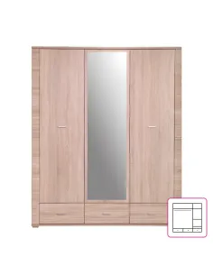 Dulap KONDELA pentru dormitor, 160.8x192x55 cm, PAL laminat stejar sonoma | MobilaOK