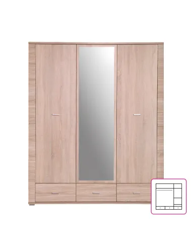 Dulap KONDELA pentru dormitor, 160.8x192x55 cm, PAL laminat stejar sonoma | MobilaOK