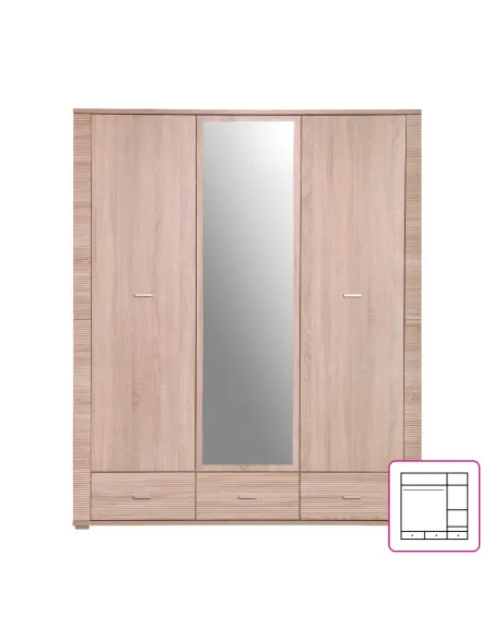 Dulap KONDELA pentru dormitor, 160.8x192x55 cm, PAL laminat stejar sonoma | MobilaOK