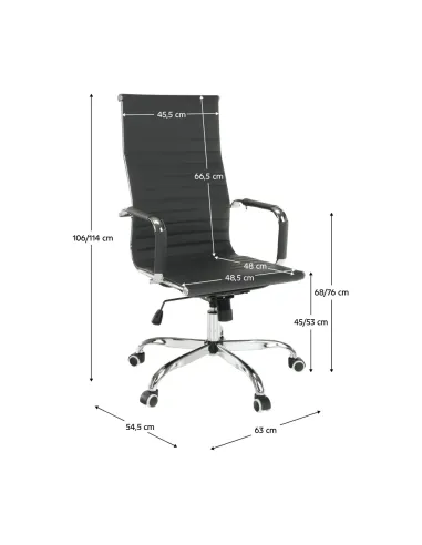 Scaun de birou AZURE 2, birou, 54.5x63x106-114 cm, piele ecologică/crom | MobilaOK