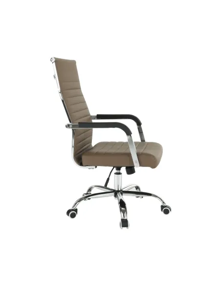Scaun de birou, piele eco/metal, taupe/crom, FARAN | MobilaOK