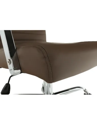 Scaun de birou, piele eco/metal, taupe/crom, FARAN | MobilaOK