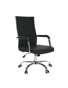 Scaun de birou, piele eco/metal, negru/crom, FARAN | MobilaOK