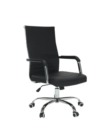 Scaun de birou, piele eco/metal, negru/crom, FARAN | MobilaOK