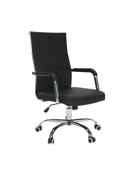 Scaun de birou, piele eco/metal, negru/crom, FARAN | MobilaOK