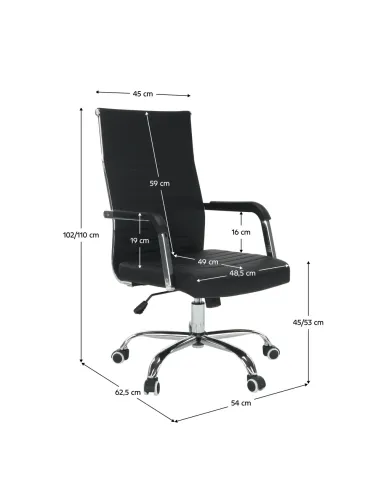 Scaun de birou, piele eco/metal, negru/crom, FARAN | MobilaOK