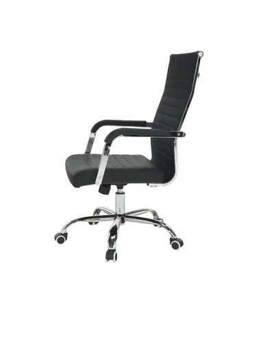 Scaun de birou, piele eco/metal, negru/crom, FARAN | MobilaOK