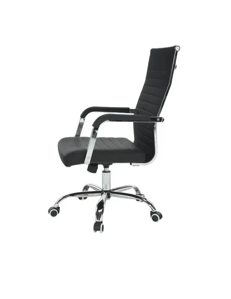 Scaun de birou, piele eco/metal, negru/crom, FARAN | MobilaOK