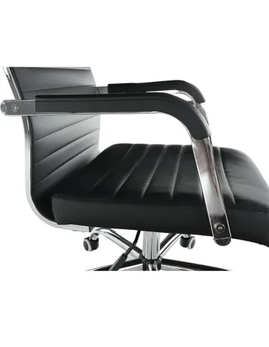 Scaun de birou, piele eco/metal, negru/crom, FARAN | MobilaOK