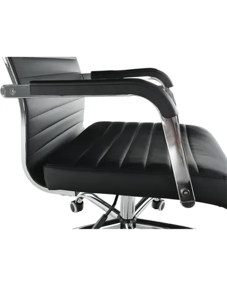 Scaun de birou, piele eco/metal, negru/crom, FARAN | MobilaOK