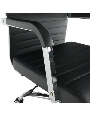 Scaun de birou, piele eco/metal, negru/crom, FARAN | MobilaOK