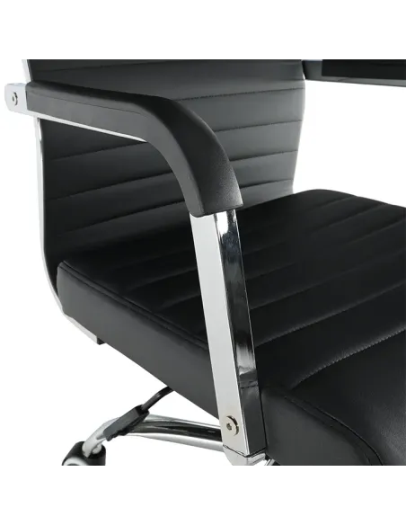 Scaun de birou, piele eco/metal, negru/crom, FARAN | MobilaOK