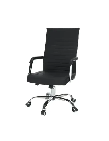 Scaun de birou, piele eco/metal, negru/crom, FARAN | MobilaOK