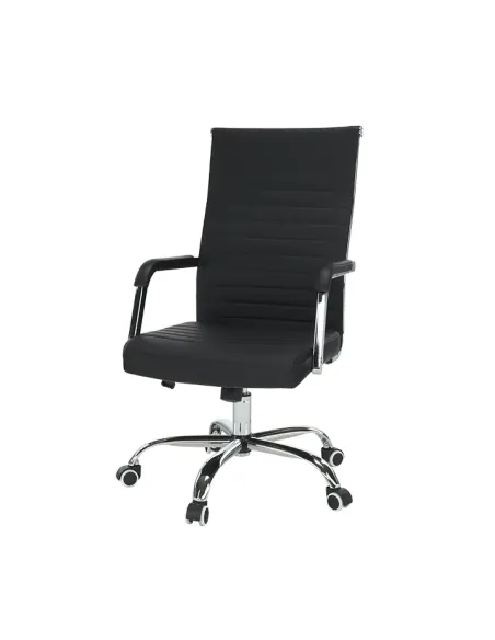 Scaun de birou, piele eco/metal, negru/crom, FARAN | MobilaOK