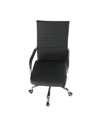 Scaun de birou, piele eco/metal, negru/crom, FARAN | MobilaOK