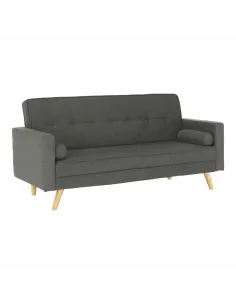 Canapea extensibilă OTISA, living, 186x75x89 cm, material gri, picioare lemn | MobilaOK