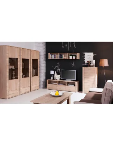 Vitrină KONDELA GRAND 05, living/dormitor/birou, 63x192x39 cm, PAL laminat stejar sonoma | MobilaOK