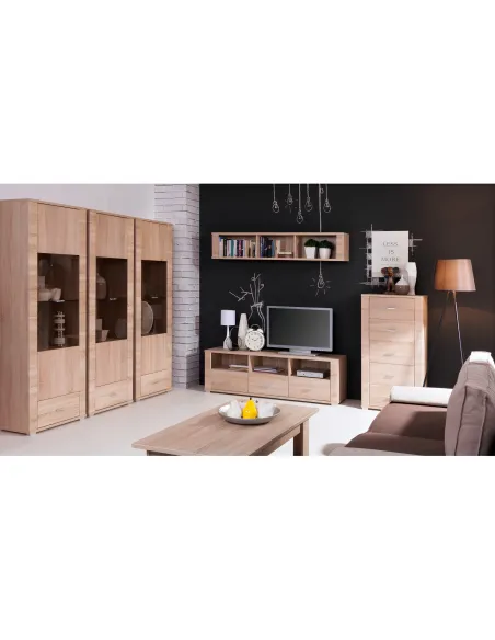 Vitrină KONDELA GRAND 05, living/dormitor/birou, 63x192x39 cm, PAL laminat stejar sonoma | MobilaOK