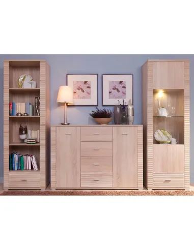 Vitrină KONDELA GRAND 05, living/dormitor/birou, 63x192x39 cm, PAL laminat stejar sonoma | MobilaOK